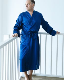 Man in kimono satijn blauw